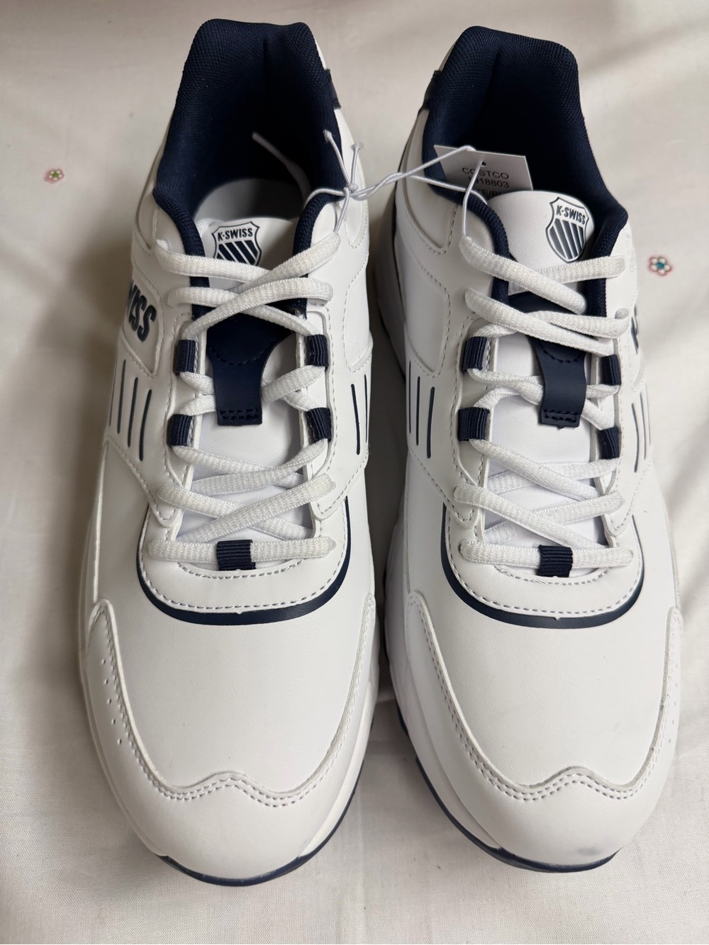 K-Swiss Men's White and Navy Athletic Sneakers